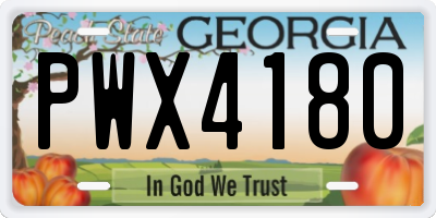 GA license plate PWX4180
