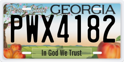 GA license plate PWX4182