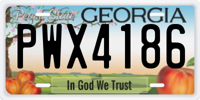 GA license plate PWX4186