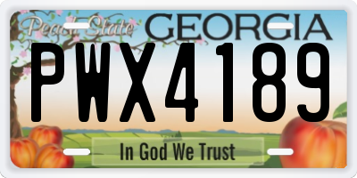 GA license plate PWX4189