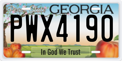 GA license plate PWX4190
