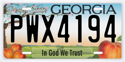 GA license plate PWX4194