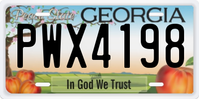 GA license plate PWX4198