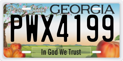 GA license plate PWX4199