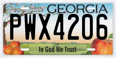 GA license plate PWX4206