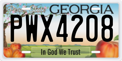 GA license plate PWX4208