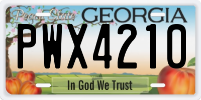 GA license plate PWX4210