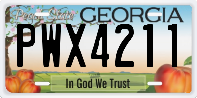 GA license plate PWX4211