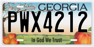 GA license plate PWX4212