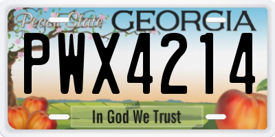 GA license plate PWX4214