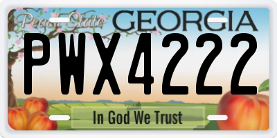 GA license plate PWX4222