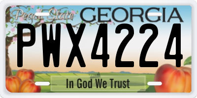 GA license plate PWX4224