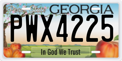 GA license plate PWX4225