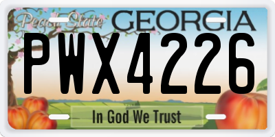 GA license plate PWX4226