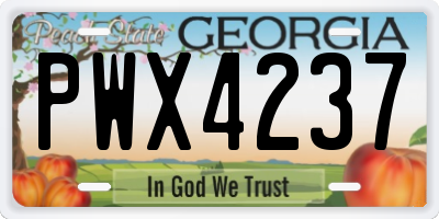 GA license plate PWX4237