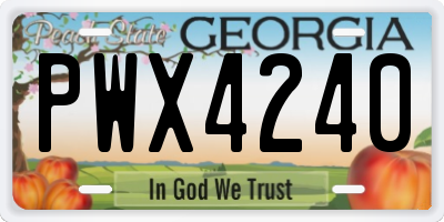GA license plate PWX4240