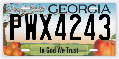 GA license plate PWX4243
