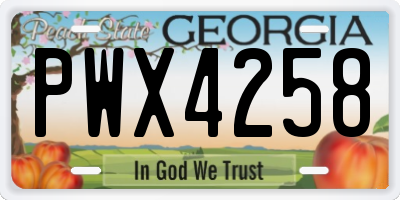 GA license plate PWX4258