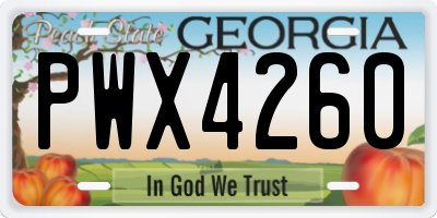GA license plate PWX4260