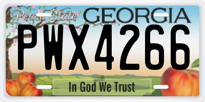 GA license plate PWX4266