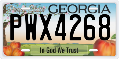 GA license plate PWX4268