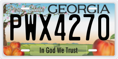 GA license plate PWX4270