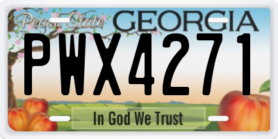 GA license plate PWX4271