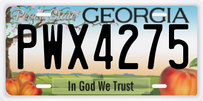 GA license plate PWX4275