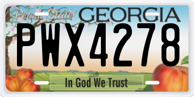 GA license plate PWX4278