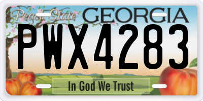 GA license plate PWX4283