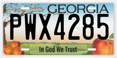 GA license plate PWX4285