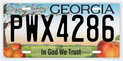 GA license plate PWX4286