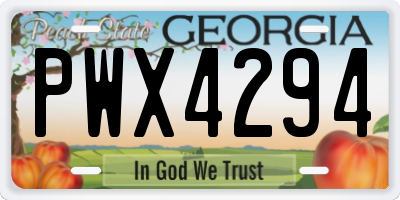 GA license plate PWX4294