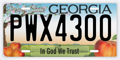 GA license plate PWX4300