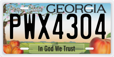 GA license plate PWX4304