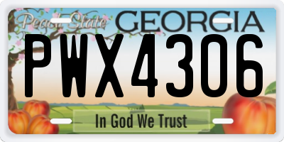 GA license plate PWX4306