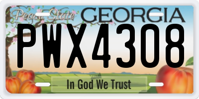GA license plate PWX4308