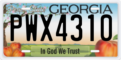 GA license plate PWX4310
