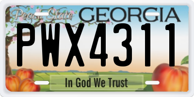GA license plate PWX4311