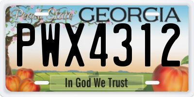 GA license plate PWX4312