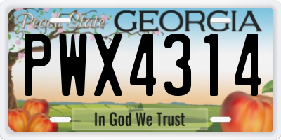 GA license plate PWX4314