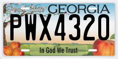 GA license plate PWX4320