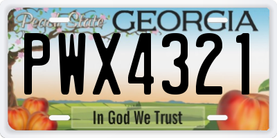 GA license plate PWX4321