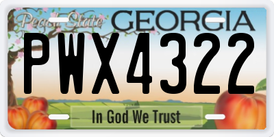 GA license plate PWX4322