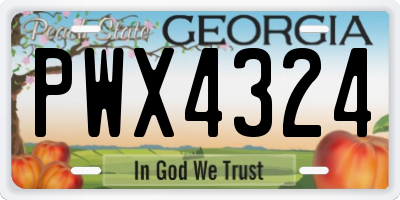 GA license plate PWX4324