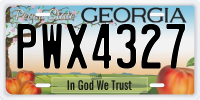 GA license plate PWX4327