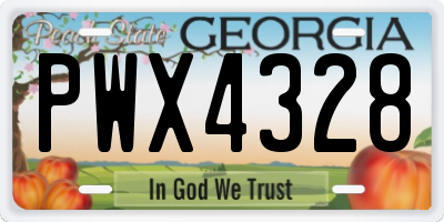 GA license plate PWX4328