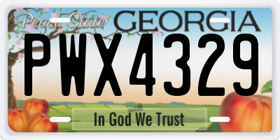 GA license plate PWX4329