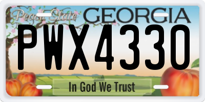 GA license plate PWX4330
