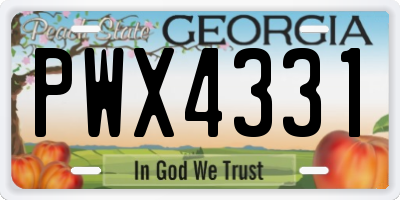 GA license plate PWX4331